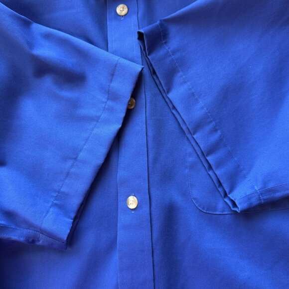 Lands End Blue Short Sleeve Button-Down Shirt Mens XL Regular Fit 100% Cotton - Picture 3 of 8